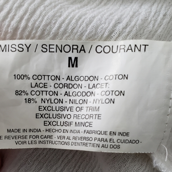 White Boho Long Sleeve Peasant Top Medium - Picture 8 of 14